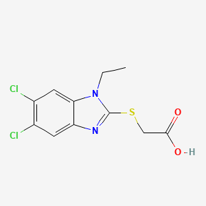 molecular formula C11H10Cl2N2O2S B2582273 2-(5,6-二氯-1-乙基苯并咪唑-2-基)硫代乙酸 CAS No. 263148-00-1