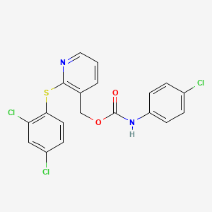 molecular formula C19H13Cl3N2O2S B2582274 [2-(2,4-dichlorophenyl)sulfanylpyridin-3-yl]methyl N-(4-chlorophenyl)carbamate CAS No. 339278-59-0