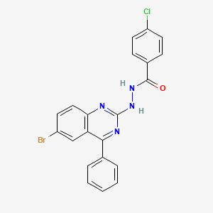 molecular formula C21H14BrClN4O B2582276 N'-(6-bromo-4-phenylquinazolin-2-yl)-4-chlorobenzohydrazide CAS No. 321968-14-3