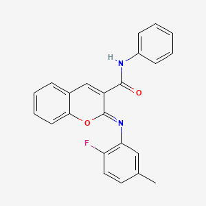 molecular formula C23H17FN2O2 B2582280 (2Z)-2-[(2-fluoro-5-methylphenyl)imino]-N-phenyl-2H-chromene-3-carboxamide CAS No. 1327183-78-7
