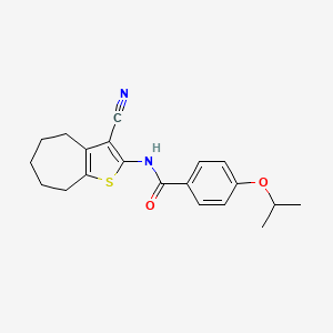 molecular formula C20H22N2O2S B2582282 N-(3-氰基-5,6,7,8-四氢-4H-环庚[b]噻吩-2-基)-4-异丙氧基苯甲酰胺 CAS No. 476325-44-7