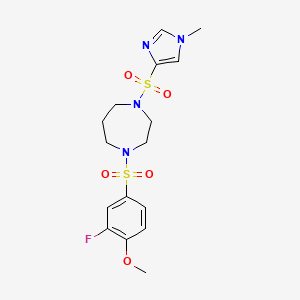 molecular formula C16H21FN4O5S2 B2582285 1-((3-氟-4-甲氧基苯基)磺酰基)-4-((1-甲基-1H-咪唑-4-基)磺酰基)-1,4-二氮杂环戊烷 CAS No. 1904181-18-5