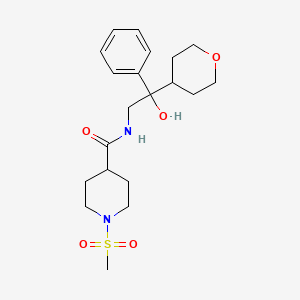 molecular formula C20H30N2O5S B2582287 N-(2-羟基-2-苯基-2-(四氢-2H-吡喃-4-基)乙基)-1-(甲磺酰基)哌啶-4-甲酰胺 CAS No. 2034402-84-9