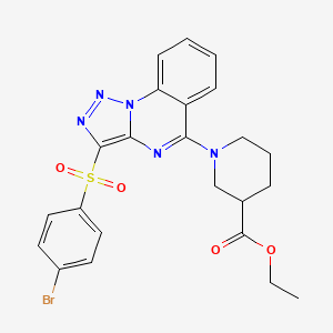 molecular formula C23H22BrN5O4S B2582289 Ethyl 1-(3-((4-bromophenyl)sulfonyl)-[1,2,3]triazolo[1,5-a]quinazolin-5-yl)piperidine-3-carboxylate CAS No. 895640-33-2