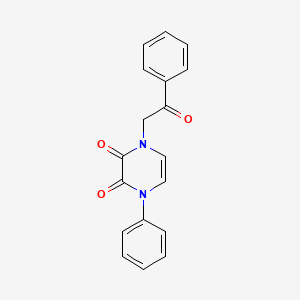 molecular formula C18H14N2O3 B2582290 1-Phenacyl-4-phenylpyrazine-2,3-dione CAS No. 2320925-45-7