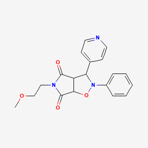 molecular formula C19H19N3O4 B2582292 5-(2-methoxyethyl)-2-phenyl-3-(pyridin-4-yl)dihydro-2H-pyrrolo[3,4-d][1,2]oxazole-4,6(3H,5H)-dione CAS No. 1005127-73-0