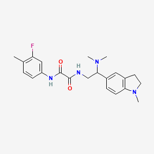 molecular formula C22H27FN4O2 B2582295 N1-(2-(二甲氨基)-2-(1-甲基吲哚-5-基)乙基)-N2-(3-氟-4-甲苯基)草酰胺 CAS No. 922035-70-9
