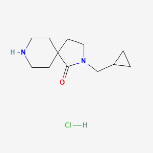 molecular formula C12H21ClN2O B2582296 2-(Cyclopropylmethyl)-2,8-diazaspiro[4.5]decan-1-one hydrochloride CAS No. 1385696-31-0