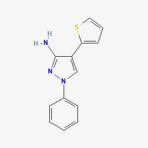 molecular formula C13H11N3S B2582297 1-苯基-4-(2-噻吩基)-1H-吡唑-3-胺 CAS No. 400074-67-1
