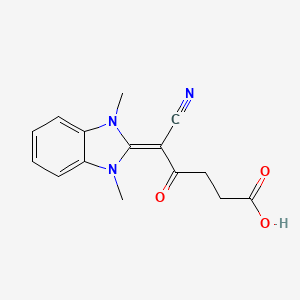molecular formula C15H15N3O3 B2582301 5-氰基-5-(1,3-二甲基-2,3-二氢-1H-1,3-苯并二唑-2-亚甲基)-4-氧代戊酸 CAS No. 930395-86-1