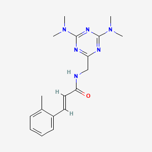 molecular formula C18H24N6O B2582302 (E)-N-((4,6-双(二甲氨基)-1,3,5-三嗪-2-基)甲基)-3-(邻甲苯基)丙烯酰胺 CAS No. 2035022-40-1