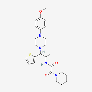 molecular formula C25H34N4O3S B2582306 N-{2-[4-(4-methoxyphenyl)piperazin-1-yl]-1-methyl-2-thien-2-ylethyl}-2-oxo-2-piperidin-1-ylacetamide CAS No. 847195-76-0