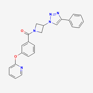 molecular formula C23H19N5O2 B2582315 (3-(4-phenyl-1H-1,2,3-triazol-1-yl)azetidin-1-yl)(3-(pyridin-2-yloxy)phenyl)methanone CAS No. 2034266-19-6