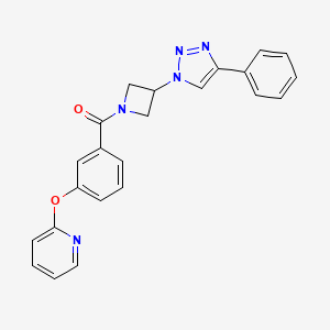 molecular formula C23H19N5O2 B2582315 (3-(4-苯基-1H-1,2,3-三唑-1-基)氮杂环丁烷-1-基)(3-(吡啶-2-基氧基)苯基)甲酮 CAS No. 2034266-19-6