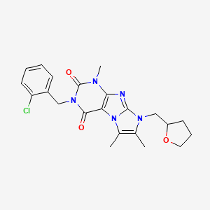 molecular formula C22H24ClN5O3 B2582316 2-[(2-Chlorophenyl)methyl]-4,7,8-trimethyl-6-(oxolan-2-ylmethyl)purino[7,8-a]imidazole-1,3-dione CAS No. 876674-77-0