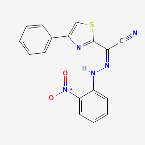 (Z)-N'-(2-nitrophenyl)-4-phenylthiazole-2-carbohydrazonoyl cyanide