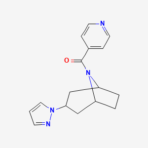 molecular formula C16H18N4O B2582327 3-(1H-pyrazol-1-yl)-8-(pyridine-4-carbonyl)-8-azabicyclo[3.2.1]octane CAS No. 2319723-97-0