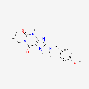 molecular formula C21H25N5O3 B2582328 3-异丁基-8-(4-甲氧基苄基)-1,7-二甲基-1H-咪唑并[2,1-f]嘌呤-2,4(3H,8H)-二酮 CAS No. 887865-03-4