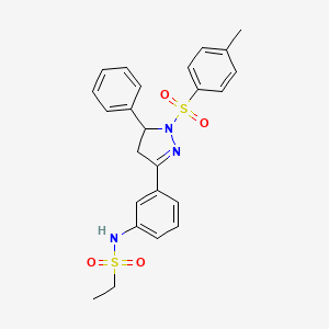 molecular formula C24H25N3O4S2 B2582330 N-(3-(5-phenyl-1-tosyl-4,5-dihydro-1H-pyrazol-3-yl)phenyl)ethanesulfonamide CAS No. 851783-24-9