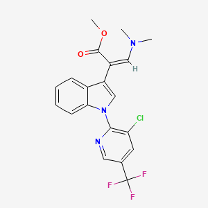molecular formula C20H17ClF3N3O2 B2582333 methyl 2-{1-[3-chloro-5-(trifluoromethyl)-2-pyridinyl]-1H-indol-3-yl}-3-(dimethylamino)acrylate CAS No. 339099-30-8