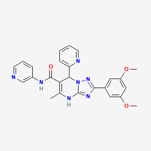 molecular formula C25H23N7O3 B2582334 2-(3,5-二甲氧基苯基)-5-甲基-7-(吡啶-2-基)-N-(吡啶-3-基)-4,7-二氢-[1,2,4]三唑并[1,5-a]嘧啶-6-甲酰胺 CAS No. 539799-09-2