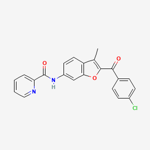 molecular formula C22H15ClN2O3 B2582339 N-[2-(4-chlorobenzoyl)-3-methyl-1-benzofuran-6-yl]pyridine-2-carboxamide CAS No. 929429-38-9