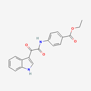 molecular formula C19H16N2O4 B2582340 4-(2-(1H-吲哚-3-基)-2-氧代乙酰氨基)苯甲酸乙酯 CAS No. 852367-74-9