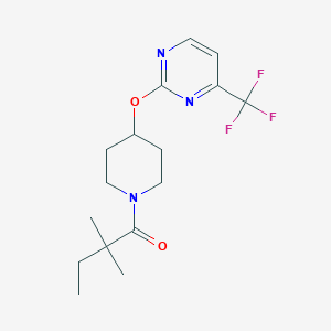 molecular formula C16H22F3N3O2 B2582342 2,2-Dimethyl-1-(4-{[4-(trifluoromethyl)pyrimidin-2-yl]oxy}piperidin-1-yl)butan-1-one CAS No. 2380174-86-5