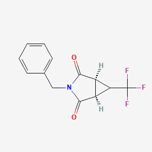 molecular formula C13H10F3NO2 B2582343 (1alpha,5alpha)-3-Benzyl-6alpha-(trifluoromethyl)-3-azabicyclo[3.1.0]hexane-2,4-dione CAS No. 1428147-23-2