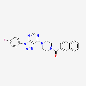 molecular formula C25H20FN7O B2582347 (4-(3-(4-fluorofenil)-3H-[1,2,3]triazolo[4,5-d]pirimidin-7-il)piperazin-1-il)(naftalen-2-il)metanona CAS No. 920365-47-5