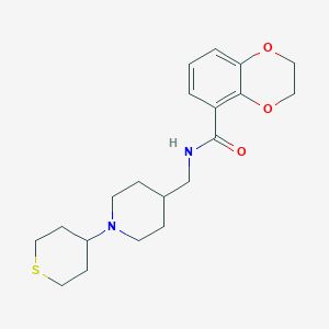 molecular formula C20H28N2O3S B2582350 N-[[1-(Thian-4-yl)piperidin-4-yl]methyl]-2,3-dihydro-1,4-benzodioxine-5-carboxamide CAS No. 2415455-70-6