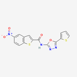 molecular formula C15H8N4O4S2 B2582352 5-nitro-N-(5-(thiophen-2-yl)-1,3,4-oxadiazol-2-yl)benzo[b]thiophene-2-carboxamide CAS No. 865287-88-3