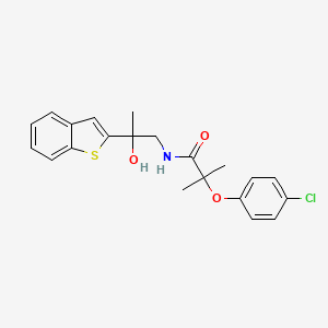 molecular formula C21H22ClNO3S B2582356 N-(2-(benzo[b]thiophen-2-yl)-2-hydroxypropyl)-2-(4-chlorophenoxy)-2-methylpropanamide CAS No. 2034471-51-5