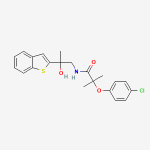 molecular formula C21H22ClNO3S B2582356 N-[2-(1-ベンゾチオフェン-2-イル)-2-ヒドロキシプロピル]-2-(4-クロロフェノキシ)-2-メチルプロパンアミド CAS No. 2034471-51-5