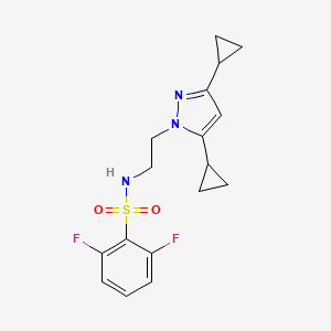 molecular formula C17H19F2N3O2S B2582359 N-(2-(3,5-二环丙基-1H-吡唑-1-基)乙基)-2,6-二氟苯磺酰胺 CAS No. 2309605-18-1