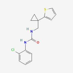 molecular formula C15H15ClN2OS B2582363 1-(2-Chlorophenyl)-3-((1-(thiophen-2-yl)cyclopropyl)methyl)urea CAS No. 1210037-16-3