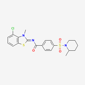 molecular formula C21H22ClN3O3S2 B2582365 (E)-N-(4-chloro-3-methylbenzo[d]thiazol-2(3H)-ylidene)-4-((2-methylpiperidin-1-yl)sulfonyl)benzamide CAS No. 850911-19-2