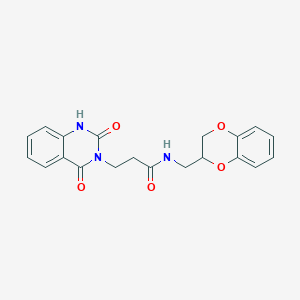 molecular formula C20H19N3O5 B2582371 N-((2,3-二氢苯并[b][1,4]二噁英-2-基)甲基)-3-(2,4-二氧代-1,2-二氢喹唑啉-3(4H)-基)丙酰胺 CAS No. 850780-99-3