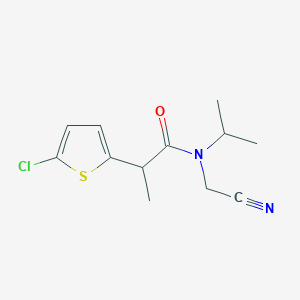 molecular formula C12H15ClN2OS B2582377 2-(5-Chlorothiophen-2-yl)-N-(cyanomethyl)-N-propan-2-ylpropanamide CAS No. 1436095-06-5