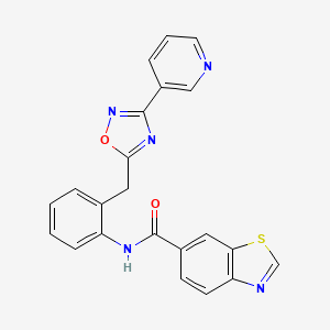 molecular formula C22H15N5O2S B2582386 N-(2-((3-(吡啶-3-基)-1,2,4-恶二唑-5-基)甲基)苯基)苯并[d]噻唑-6-甲酰胺 CAS No. 1705365-03-2