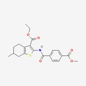 molecular formula C21H23NO5S B2582396 2-(4-(甲氧羰基)苯甲酰胺)-6-甲基-4,5,6,7-四氢苯并[b]噻吩-3-羧酸乙酯 CAS No. 477548-55-3