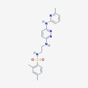 molecular formula C20H24N6O2S B2582401 2,4-二甲基-N-(2-((6-((6-甲基吡啶-2-基)氨基)嘧啶-3-基)氨基)乙基)苯磺酰胺 CAS No. 1021038-53-8