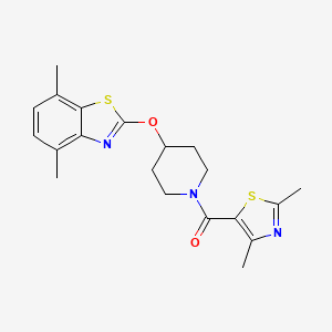 molecular formula C20H23N3O2S2 B2582403 (4-((4,7-二甲基苯并[d]噻唑-2-基)氧基)哌啶-1-基)(2,4-二甲基噻唑-5-基)甲酮 CAS No. 1323680-55-2