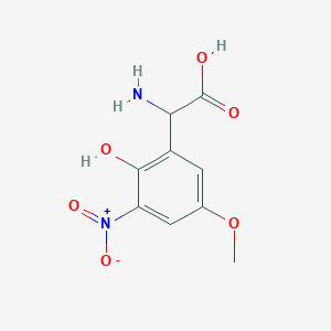 molecular formula C9H10N2O6 B2582405 2-Amino-2-(2-hydroxy-5-methoxy-3-nitrophenyl)acetic acid CAS No. 1259983-50-0