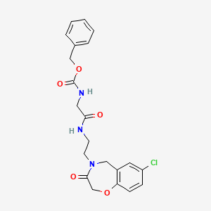 molecular formula C21H22ClN3O5 B2582408 benzyl (2-((2-(7-chloro-3-oxo-2,3-dihydrobenzo[f][1,4]oxazepin-4(5H)-yl)ethyl)amino)-2-oxoethyl)carbamate CAS No. 2034348-39-3