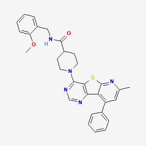 molecular formula C30H29N5O2S B2582416 N-(2-methoxybenzyl)-1-(7-methyl-9-phenylpyrido[3',2':4,5]thieno[3,2-d]pyrimidin-4-yl)piperidine-4-carboxamide CAS No. 1112444-99-1