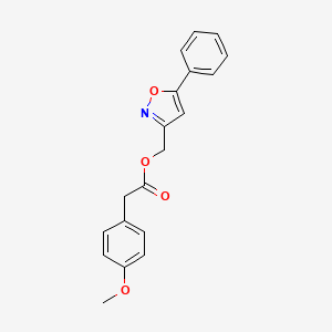 molecular formula C19H17NO4 B2582423 (5-Phenyl-1,2-oxazol-3-yl)methyl 2-(4-methoxyphenyl)acetate CAS No. 946346-70-9