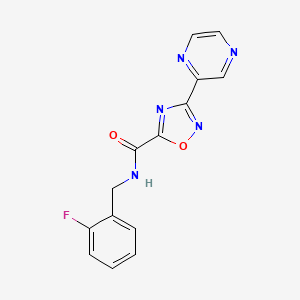 molecular formula C14H10FN5O2 B2582425 N-(2-fluorobenzyl)-3-(pyrazin-2-yl)-1,2,4-oxadiazole-5-carboxamide CAS No. 1234851-41-2