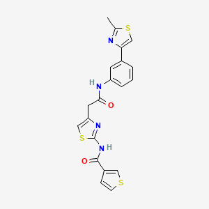 molecular formula C20H16N4O2S3 B2582434 N-(4-(2-((3-(2-甲基噻唑-4-基)苯基)氨基)-2-氧代乙基)噻唑-2-基)噻吩-3-甲酰胺 CAS No. 1207025-84-0
