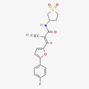 molecular formula C19H16FNO4S B2582439 2-Cyano-3-[5-(4-fluorophenyl)-2-furanyl]-N-(tetrahydro-1,1-dioxido-3-thienyl)-2-propenamide CAS No. 518350-16-8